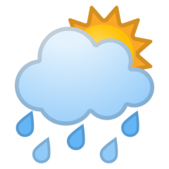 Google white sun behind cloud with rain emoji image