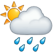 Samsung white sun behind cloud with rain emoji image