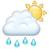 Whatsapp white sun behind cloud with rain emoji image