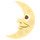 first quarter moon with face emoji details, uses