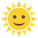 sun with face emoji details, uses