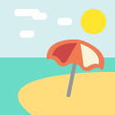 beach with umbrella emoji images