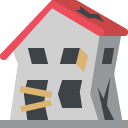 derelict house building emoji details, uses