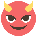 smiling face with horns emoji details, uses