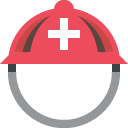 helmet with white cross emoji details, uses
