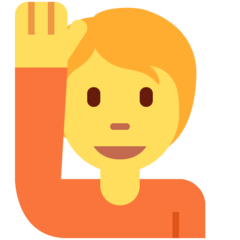 Happy Person Raising One Hand emoji default skin tone